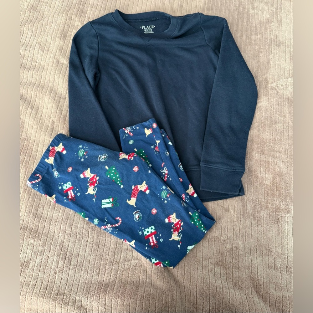 Place Navy and Holiday Print Kids leggings Set